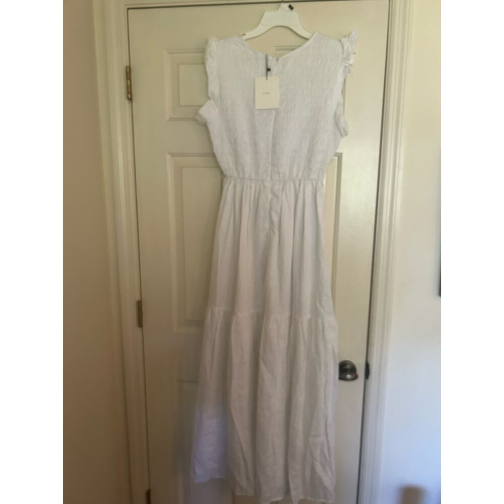 Linen midi sundress in white fully lined. Brand Dissh sz 10 women’s. - Picture 5 of 11